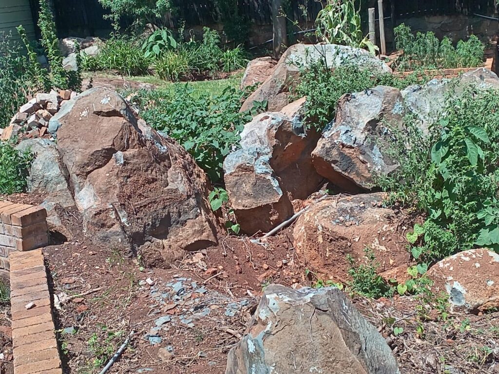 Rock breaking for the construction of a road to a cottage.